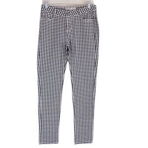 IRIS Gingham Check Houndstooth Pants Size 8 Black White Stretch Classic